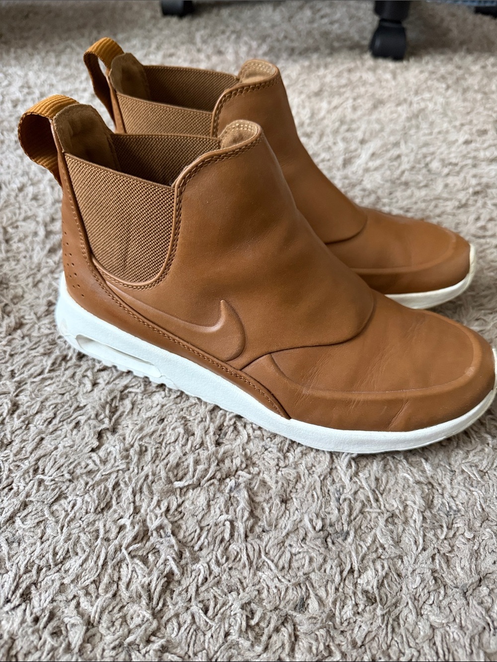 Nike Tan Leather Slip-On Boot Sneakers